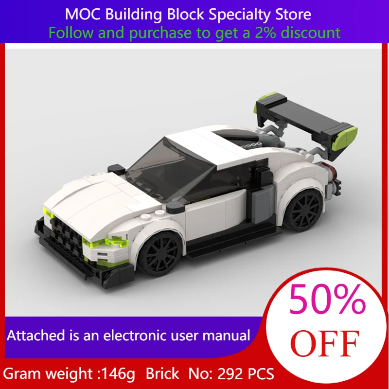 

Модель строительного блока автомобиля 292, детали MOC R8 V10, изготовленная на заказ широкая версия 8 шпилек, креативный рождественский подарок для мальчиков и взрослых