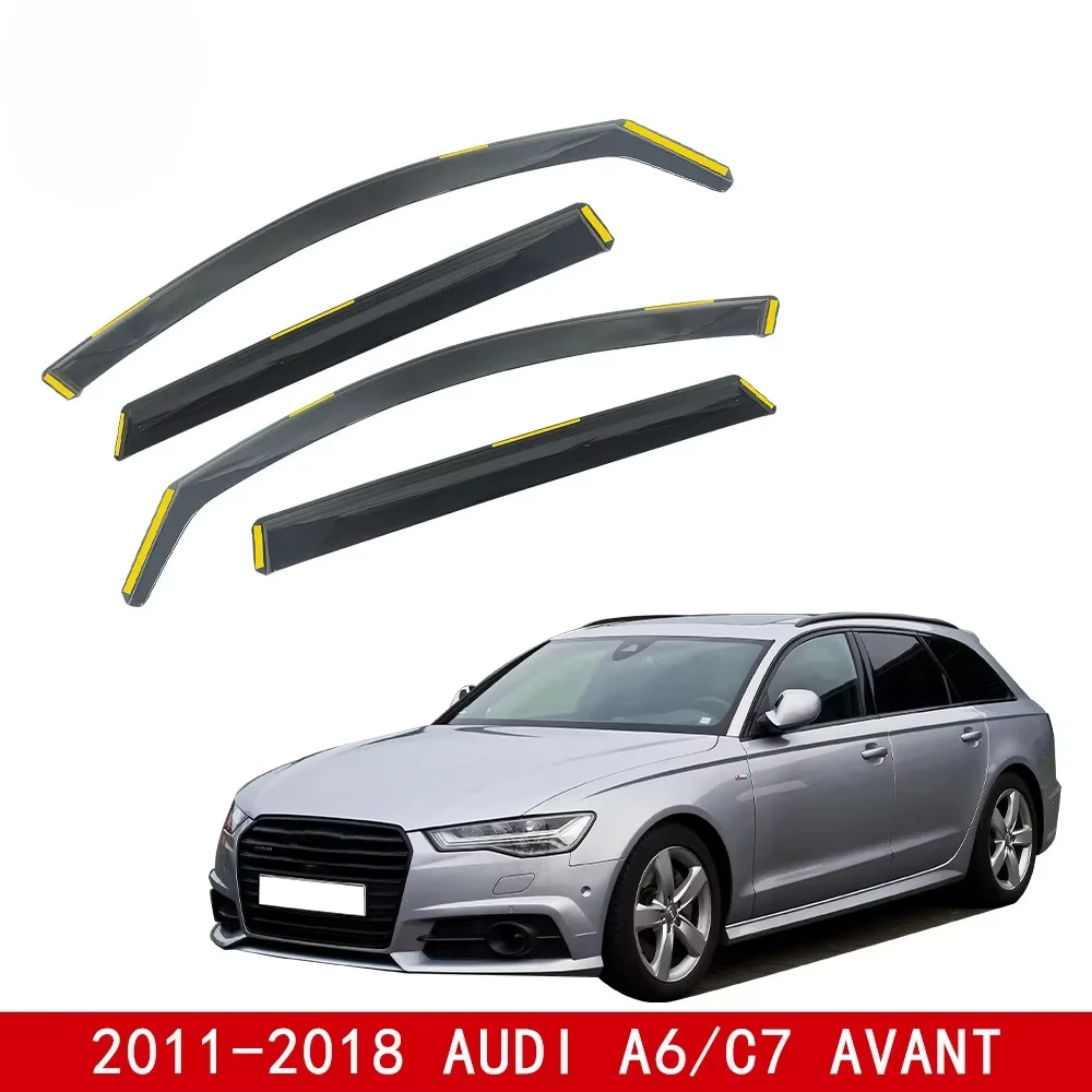 Premium In-Channel Direct Fit Window Visor For Audi A6 C7 Avant 2011-2018 Easy Installation Rain Guard Wind Deflector