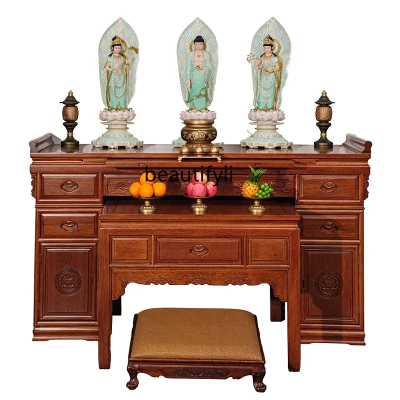 Solid wood offering table Buddha table Household Buddhist hall, temple gongtai hall house strip case incense table