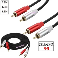 Double RCA Audio Video Cable Line Gold Plated Metal Shell Two 2 RCA Male to Double RCA Male Video Audio Cord Wire For TV SPeaker