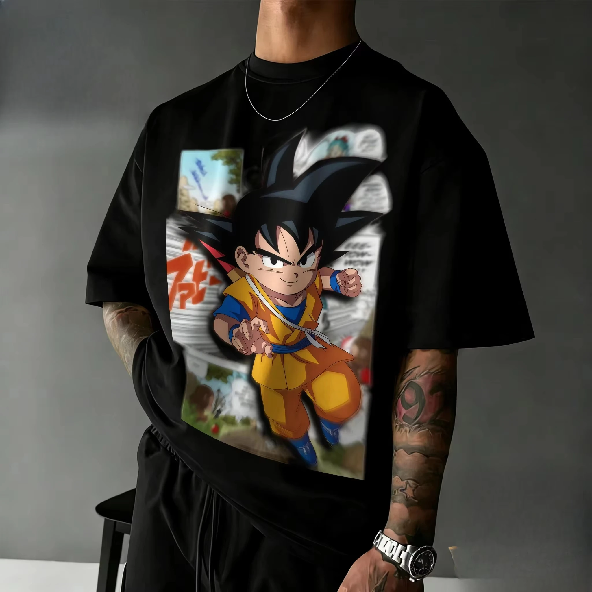 

Новая футболка Dragon Ball 2026 года, унисекс, свободного кроя, в ретро-стиле, с изображением персонажа Гоку, для повседневной носки.
