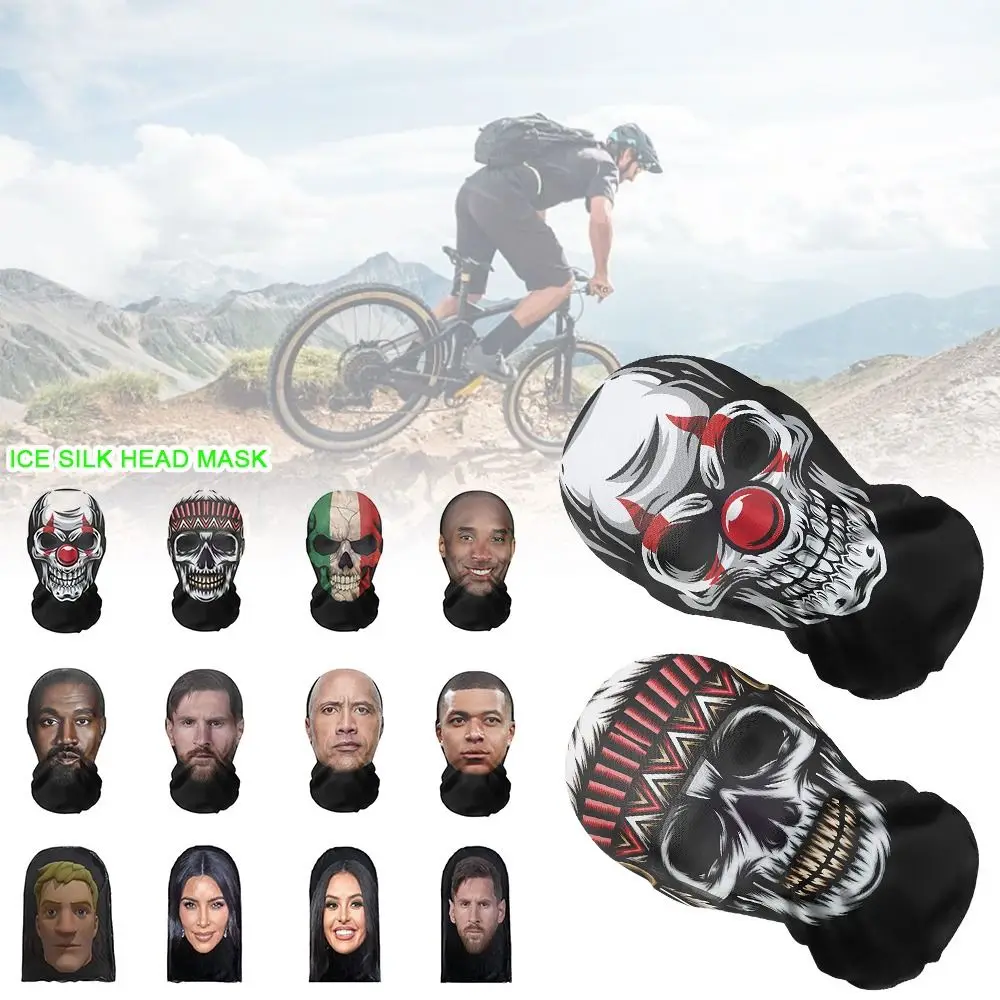 Sunscreen Face Mask Practical Seamless Funny Riding Bandana Celebrity Face Ice Silk Head Mask Riding