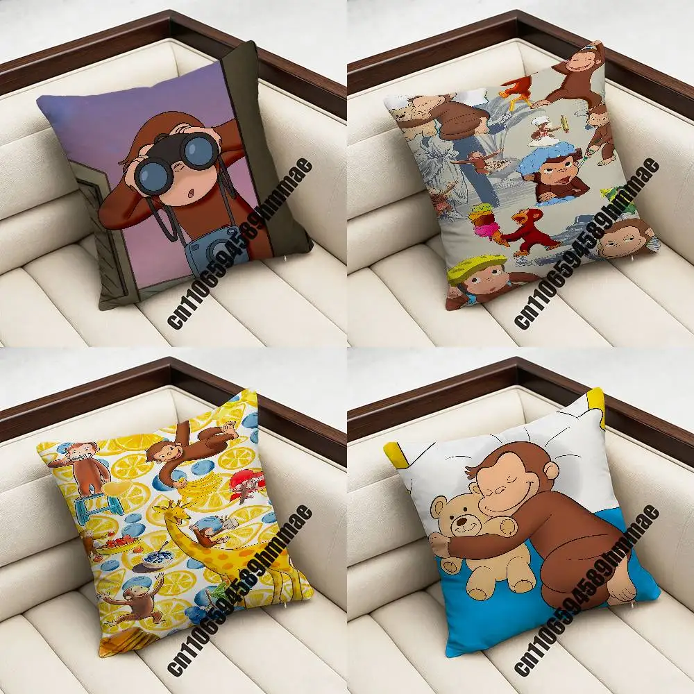 

For Monkey C-Curious George Throw Pillow Case Sham 45x45cm 35x35cm Square Bedroom Pillowcase Cushion Cover