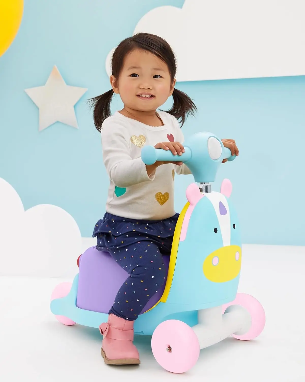 3-in-1 Baby Activity Push Walker to Toddler Scooter, Zoo Unicorn & Phone Toy view 3