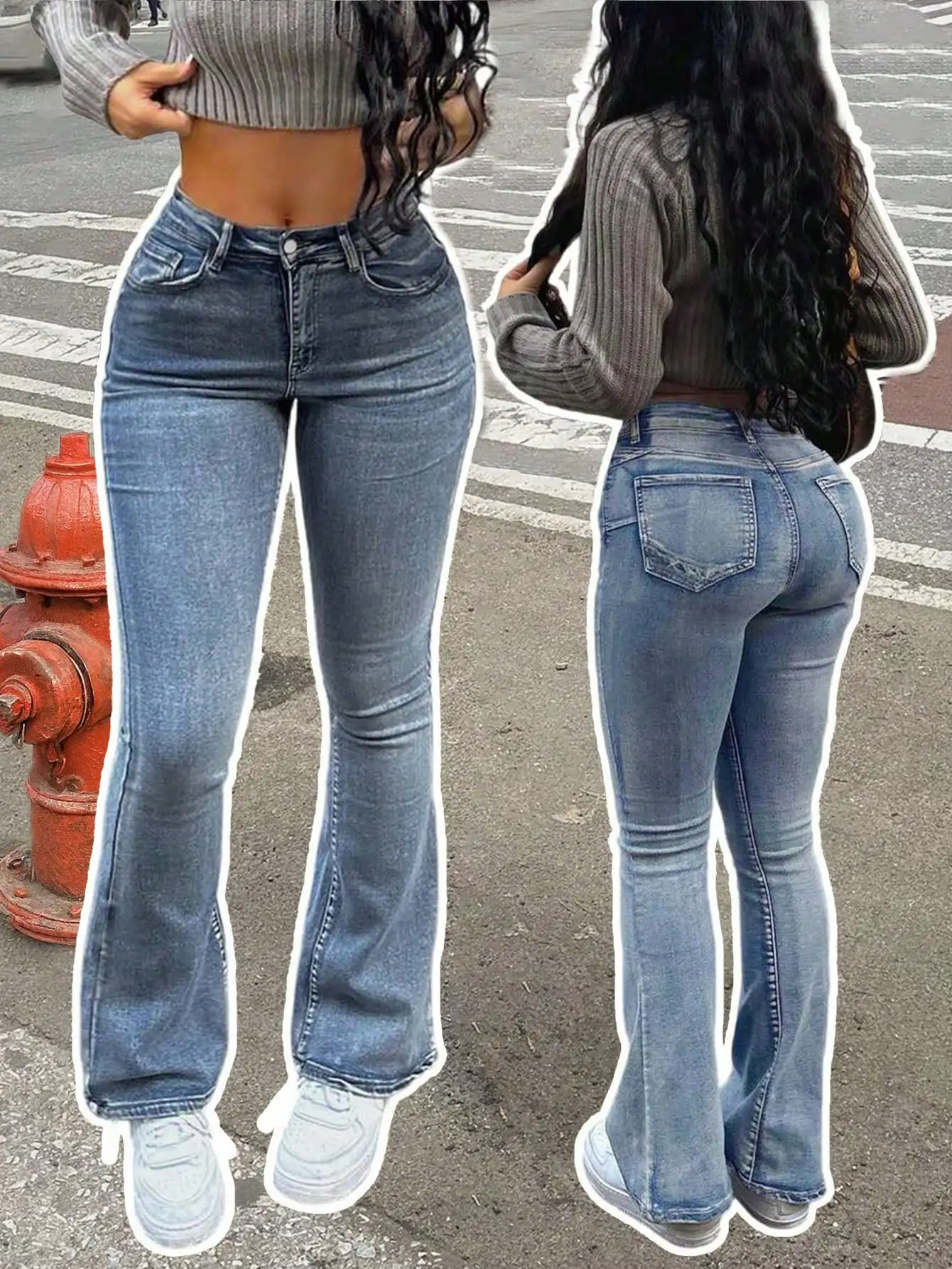 

Женские джинсы с высокой талией, зауженные до низа, в уличном стиле, из потертого денима для осеннего повседневного образа