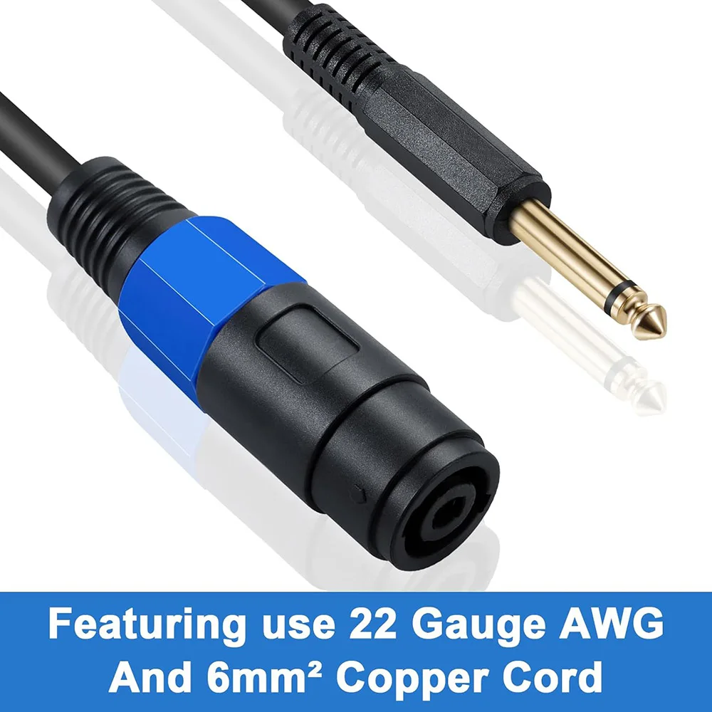 สายลำโพงขยายเสียงลำโพงสายเชื่อมต่อหญิงถึง6.35มม. 1/4 "ตัวผู้ TS บิดล็อคพูดใน22AWG หนัก