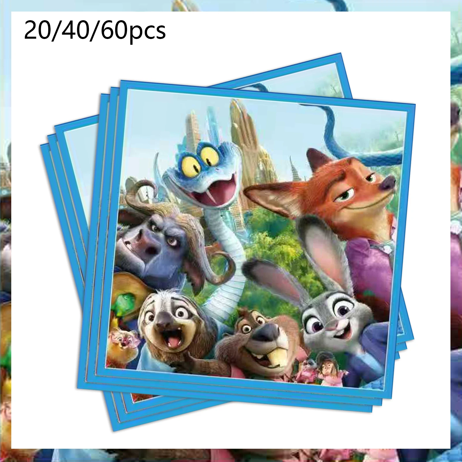 20/40/60pcs Zootopia 2 Party Supplies，napkins for Zootopia Birthday Party Decorations，Zootopia 2 Birthday party decorations