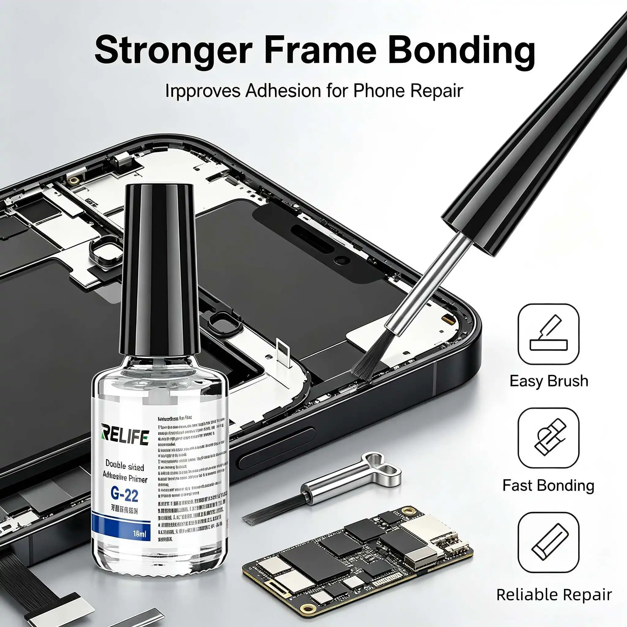 RELIFE G-22 Adhesive Primer 18ml Enhanced Adhesion Agent Built In Brush for Phone Bracket Middle Frame Bonding