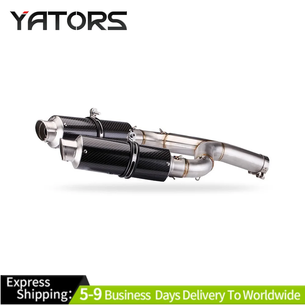 

For Aprilia Shiver 750 750GT 2016-2021 Exhaust Tips Carbon Fiber + Mid Link Pipe Exhaust Systems Exhausts Pipes