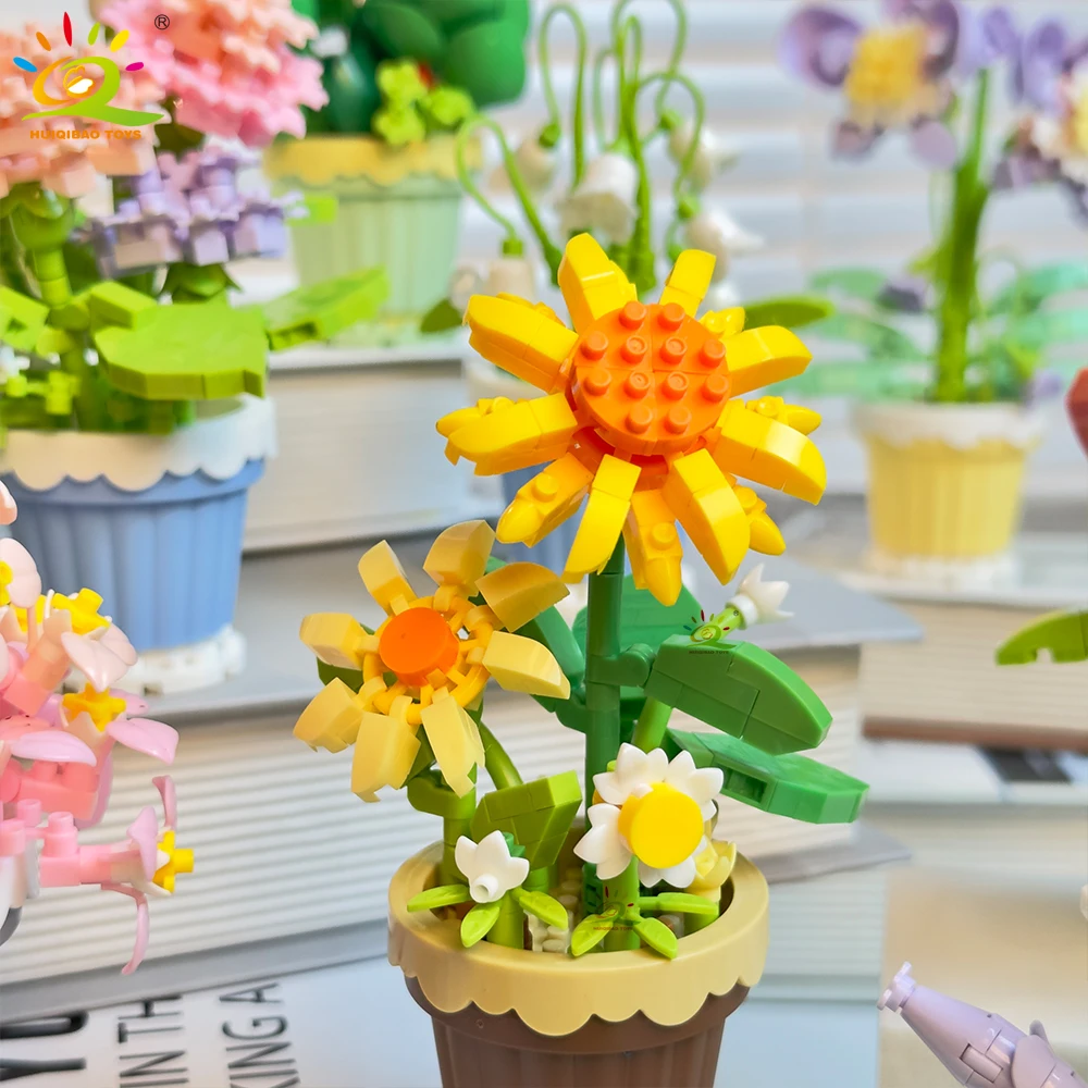 HUIQIBAO MOC Bouquet Topfpflanze Micro Bausteine Ewige Blume Modell DIY Hause Schreibtisch Dekoration Ziegel Spielzeug Für Kinder – Detail 14