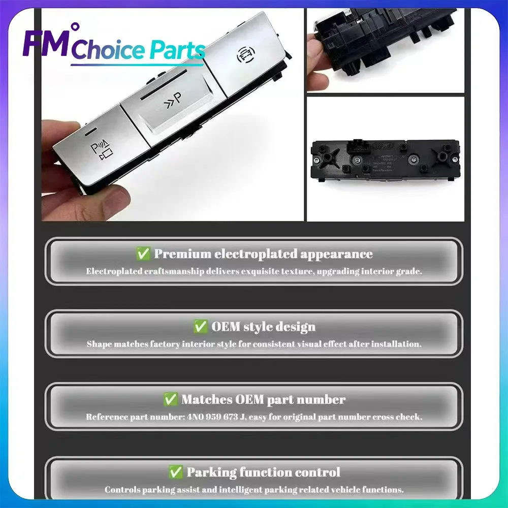 4N0 959 673J For Audi A6 C8 A7 A8 Q7 Q8 PDC Parking Radar Switch Silver Chrome Multi Function Switch 4N0959673J 4N0959673
