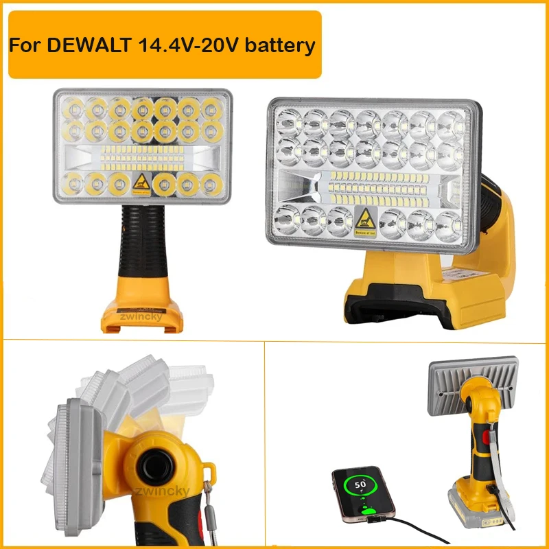 18W Work Light Flashlight for dewalt Lamp Electrical Tool Light Spotlight Light For DEWALT 5 inch 18V 20V Li-ion battery DCB200