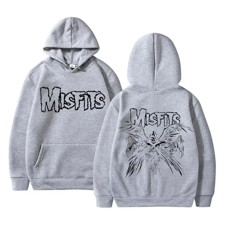 Horror Punk Misfits Felpa con cappuccio con stampa grafica teschio vintage Felpe con cappuccio in pile da uomo Uomo Donna Moda Felpe rock gotico