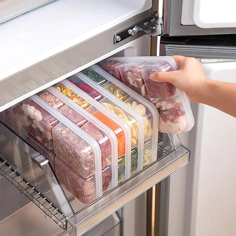 2/4/6 Grids Kitchen Food Storage Container Box Portable Refrigerator Vegetable Sealed Preservation Box Refrigerator Food Grade