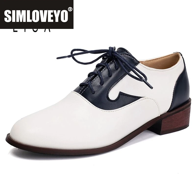 

SIMLOVEYO Винтажные женские туфли-лодочки с круглым носком на шнуровке, разноцветные, большие размеры 40, 41, 42, 43, повседневная мягкая офисная женская обувь для отдыха, весна