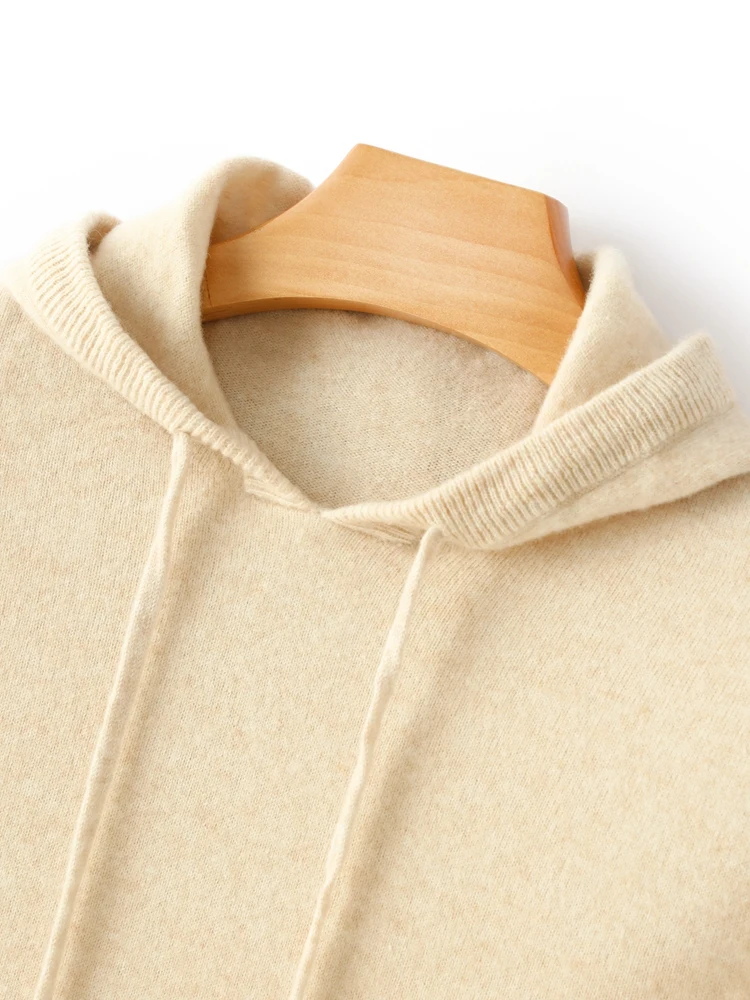 

Fashion Men's Sweater 100% Pure Wool Long Sleeve Pullovers Spring Autumn New Style Hoodie High-End Knit Youth Casual Warm Shirt