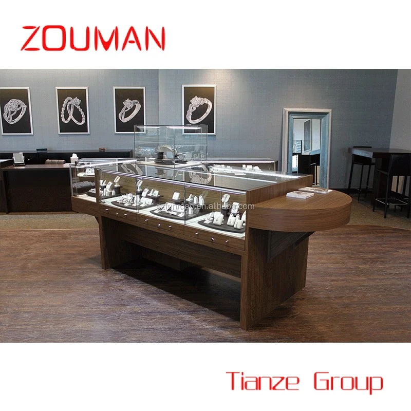 Custom Store Glass Jewelry Display Cabinet, Showcase de luxo, Jewels Counter, Counter for Counter