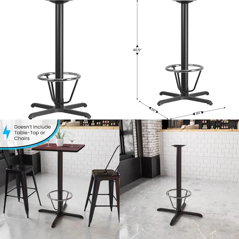 

Квадратный ресторанный стол 30 дюймов с X-образной основой, 3-мя цилиндрическими опорами диаметром 3 дюйма и кольцом для ног