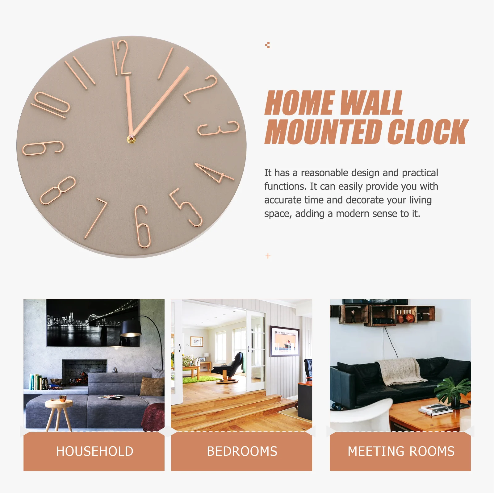

Modern Style Silent Hanging For Living Room Bedroom Decor Home Office Operated Wall Clock Decorative Space Saving Wall
