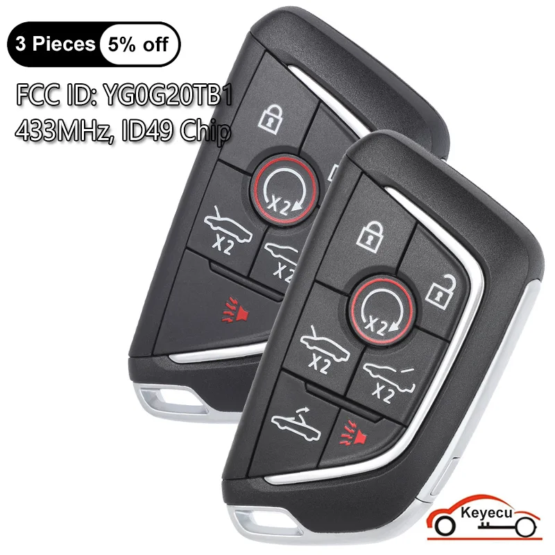 

KEYECU 6 7 Buttons 433MHz ID49 Chip for Chevrolet Corvette C8 2020 2021 2022 2023 Auto Smart Remote Control Key Fob YG0G20TB1