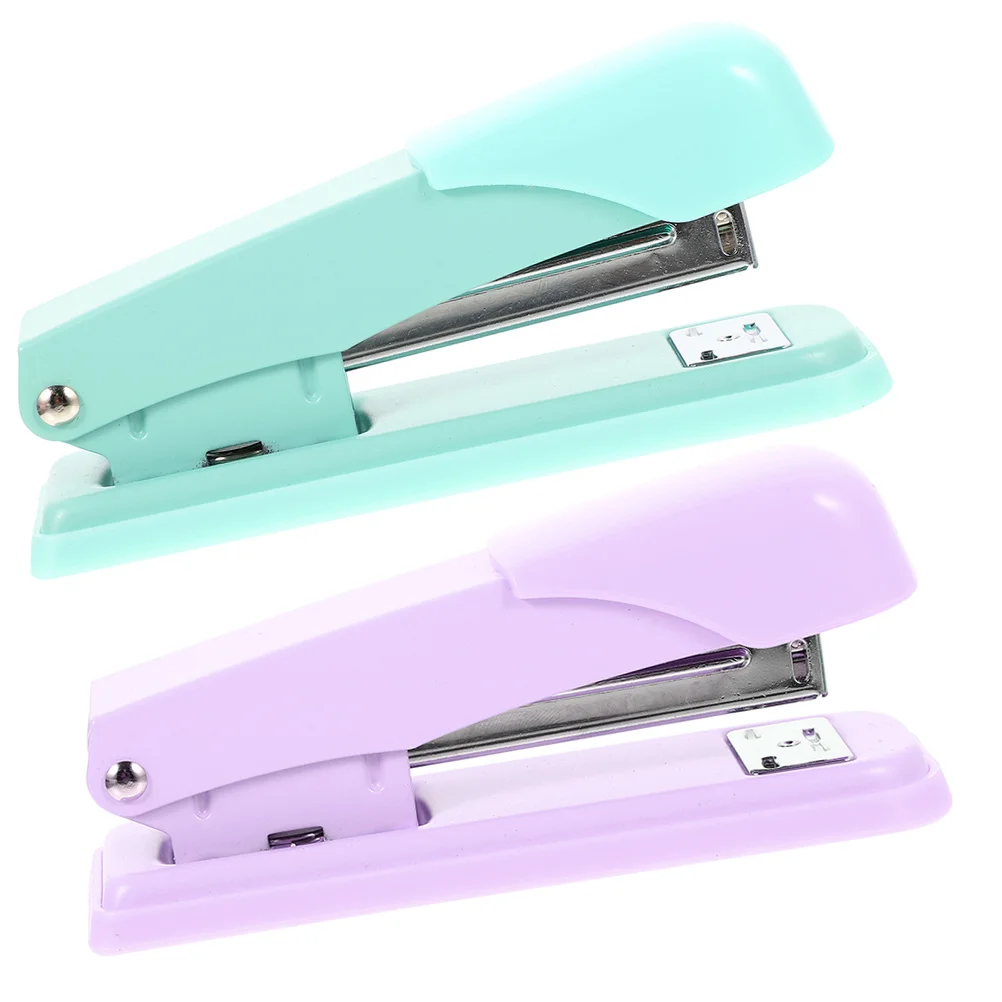 2Pcs Creative Compact Metal Stapler No Jamming Practical Stationery Gift for Classmates Teachers Classroom Stapler
