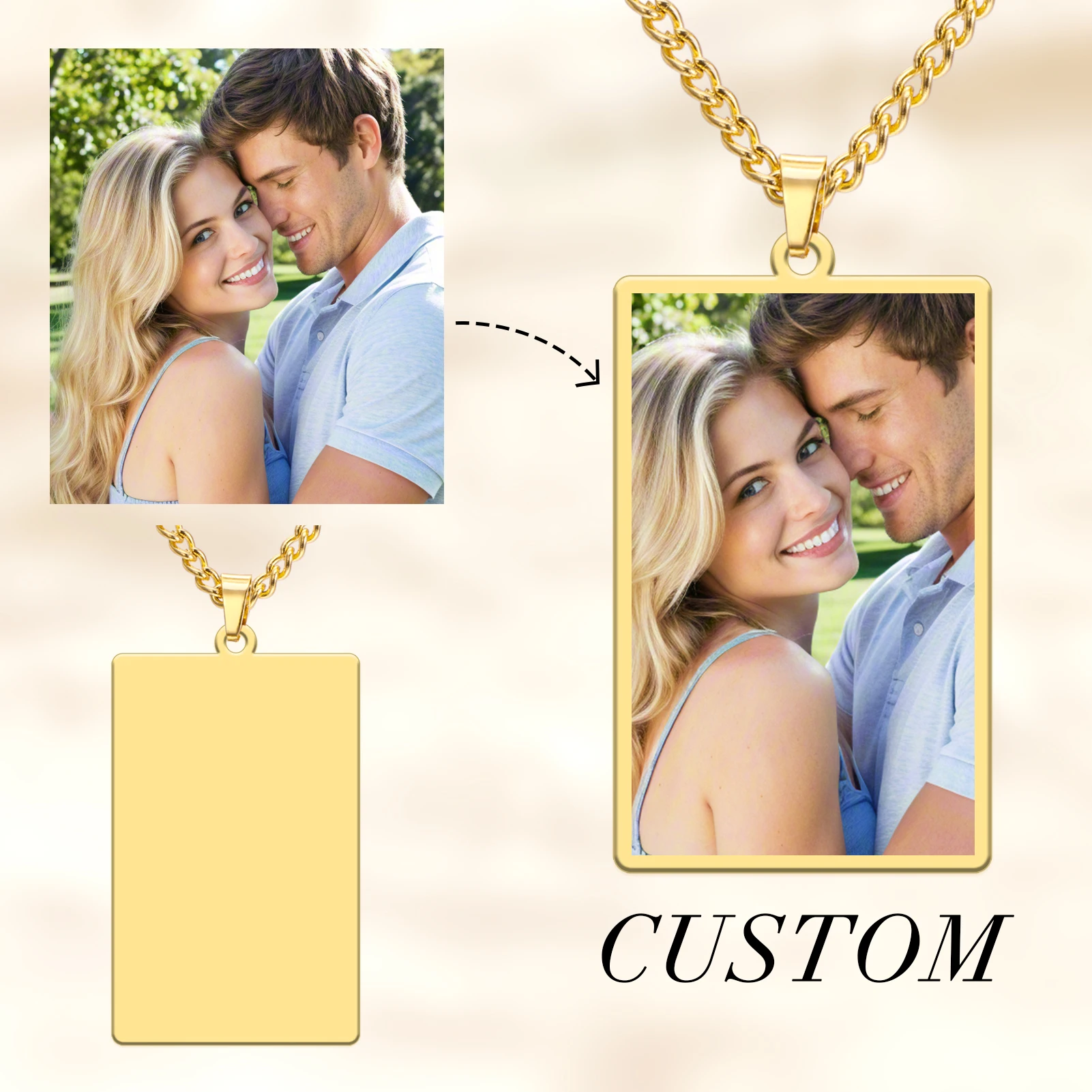 

Kkjoy Dog Tag Pendant Necklace Color Picture Memorial Stainless Steel Customized Photo Necklaces Valentine's Day Birthday