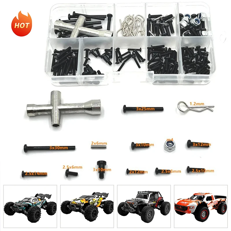 For SCY 16101 16102 16103 16104 16106 16201 JJRC Q130 Model toy Parts Accessories RC Car Tools and Metal screws Nut box kit