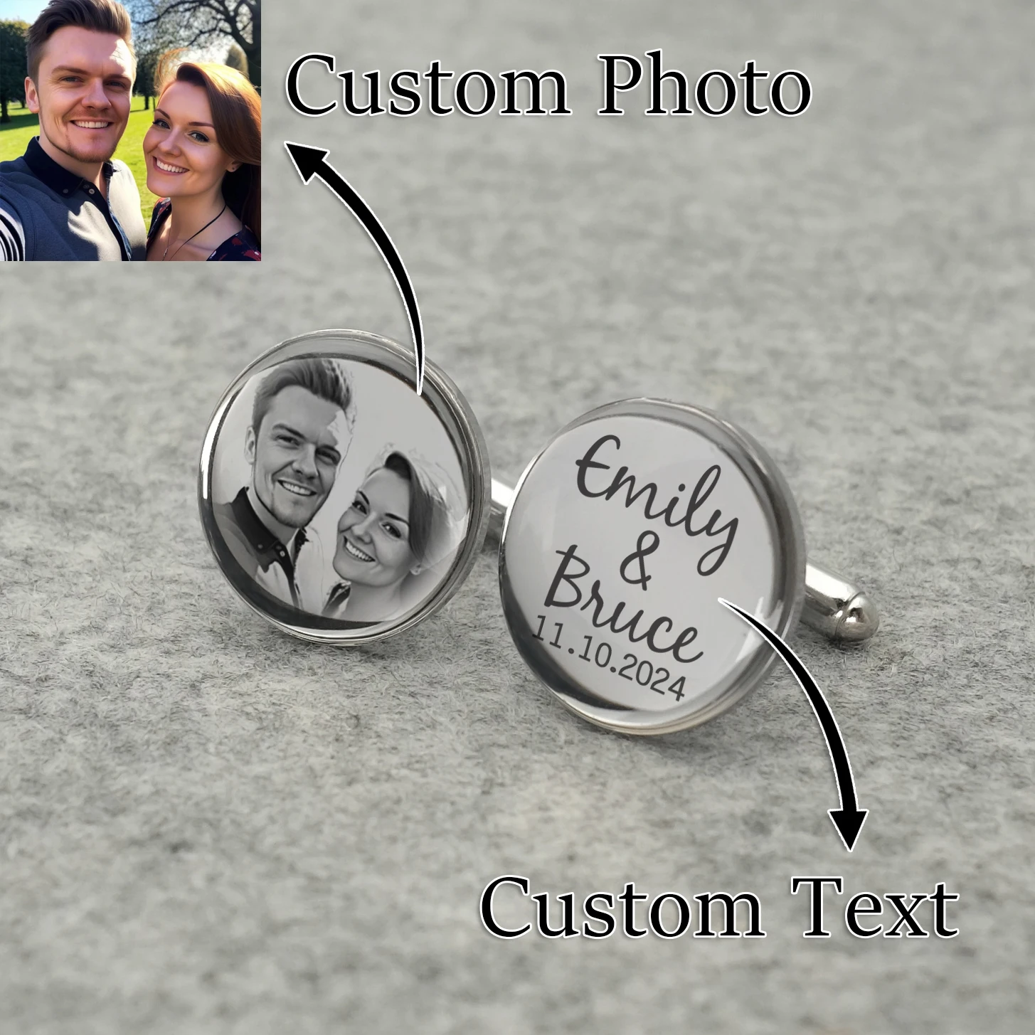 

Custom Cufflinks Wedding Cufflinks Personalized Text Photos Cuff Link Personalized Gift for Man Groom Father of The Bride Gift