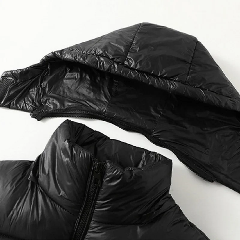 New in Cotton Padded Vest Hooded Zip-up Sleeveless Jacket Male Spring Autumn Warm Casual Coat Fashion Outdoor Truck Work Black