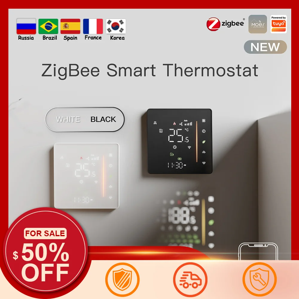 Tuya Zigbee 5A 16A Thermostat Temperature Controller Water/Electric Heating Gas Boiler Humidity Control For Alex Google