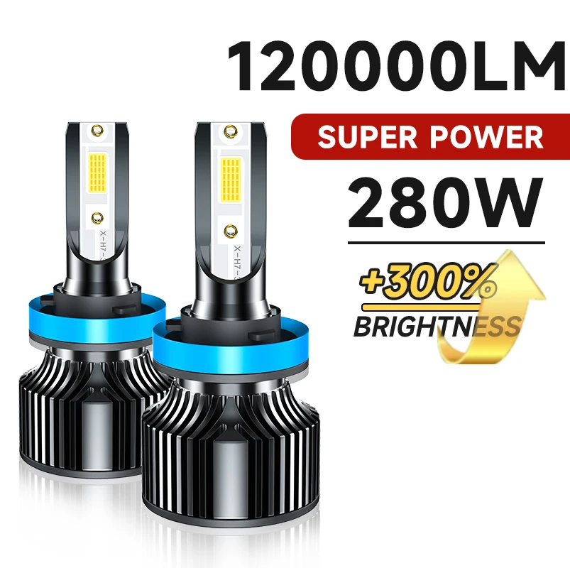 

120000LM H7 H4 LED Headlight Bulbs CANBUS Lights H1 H11 9005 9006 Mini Lamp 1:1 DOB CSP 260W 6000K Car LED with Fan Plug&Play