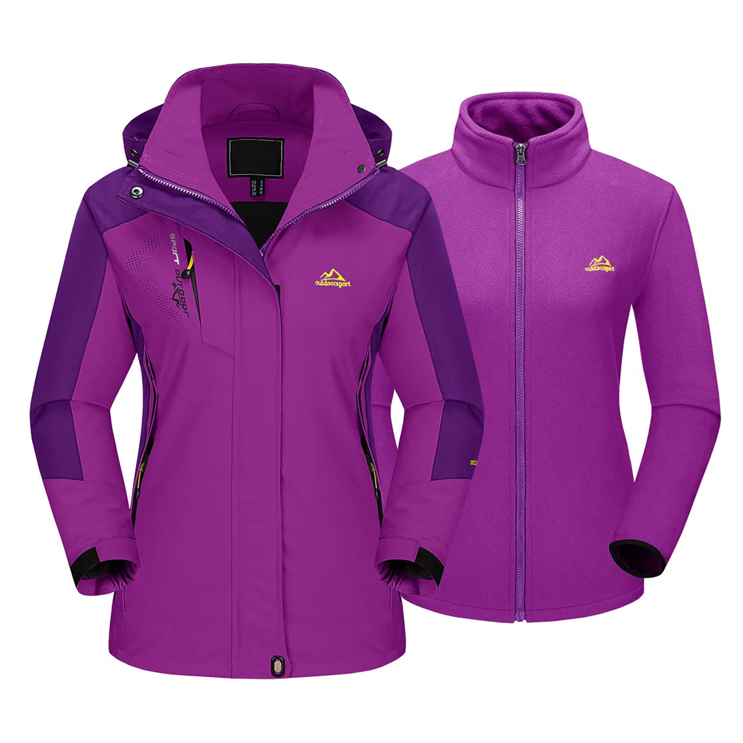 EKLENTSON Damen 3-in-1 wasserdichte Skijacke Winter Warmer Fleece-gefütterter Mantel Winddichter Parka mit Kapuze zum Snowboarden Wandern Outdoo – Detail 14