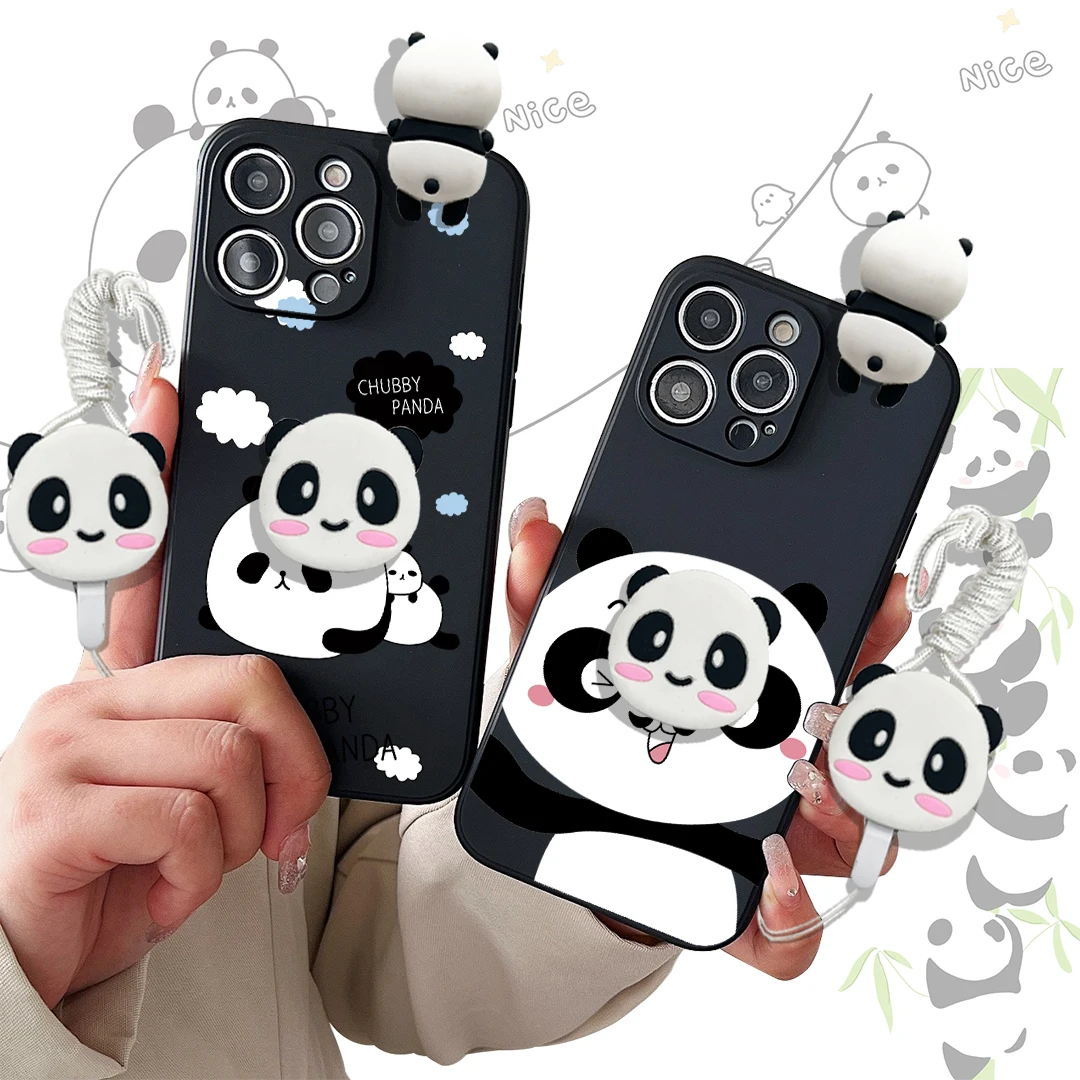 Funda con soporte y cuerda para Samsung Galaxy, S7, S8, S9, S10, S20, S21, S22, S23, S24 Plus, Ultra FE Winking Panda