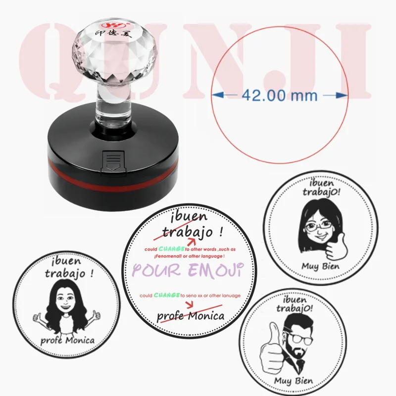 

Spanish Custaomized Personalized Teacher Stamp Seal For Homework Funny Seno Profe Male Female Designs 42mm Round