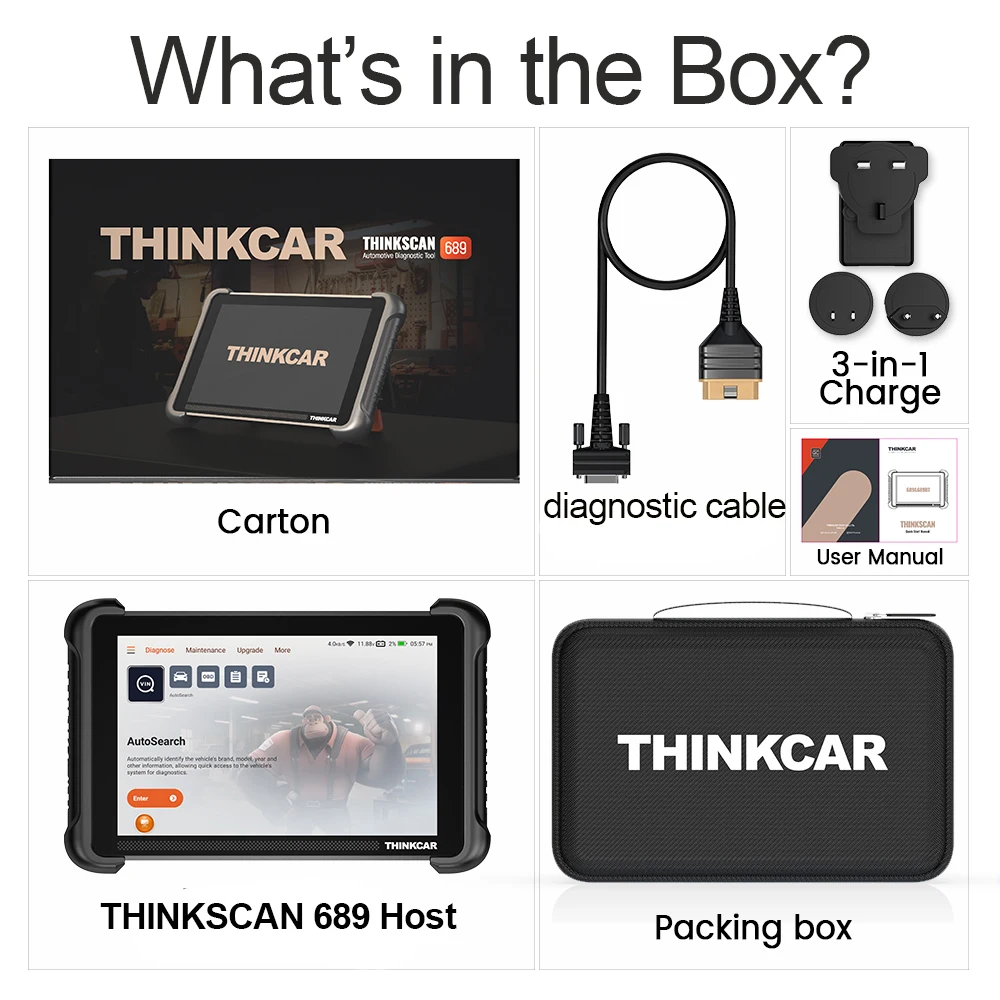 THINKCAR THINKSCAN 689 OBD2 Scanner Levenslange Gratis Update Volledige Systeemdiagnose CANFD/DOIP Bidirectionele ECU Codering 34 Reset - afbeelding 1