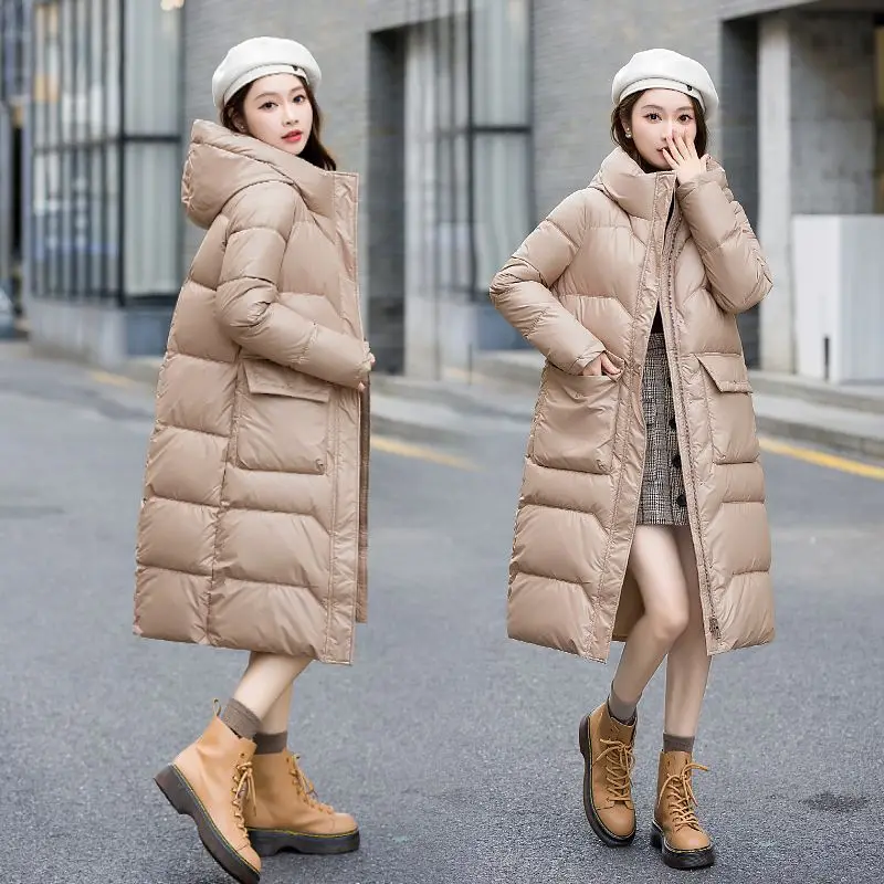 Puffer Jacket Thicken  Parkas Women\'s 2025 Winter New Female Western Style Long Down Jacket Cotton-padded Coat Bread Overcoat