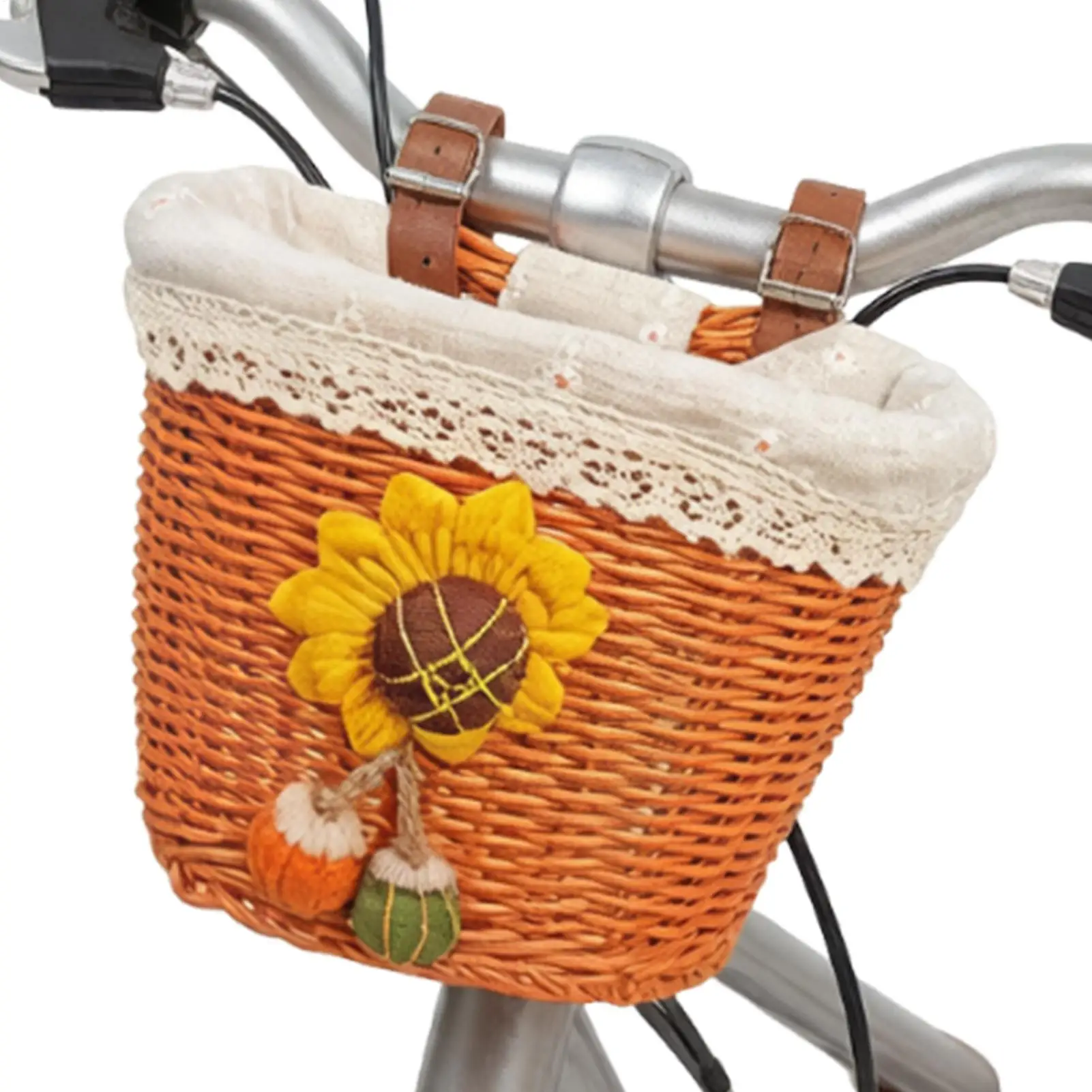 

Bike Basket Front Aesthetic Flower Handlebar Storage Front Basket For Electric Bike For Scooter Road Mountain Cycling Riding