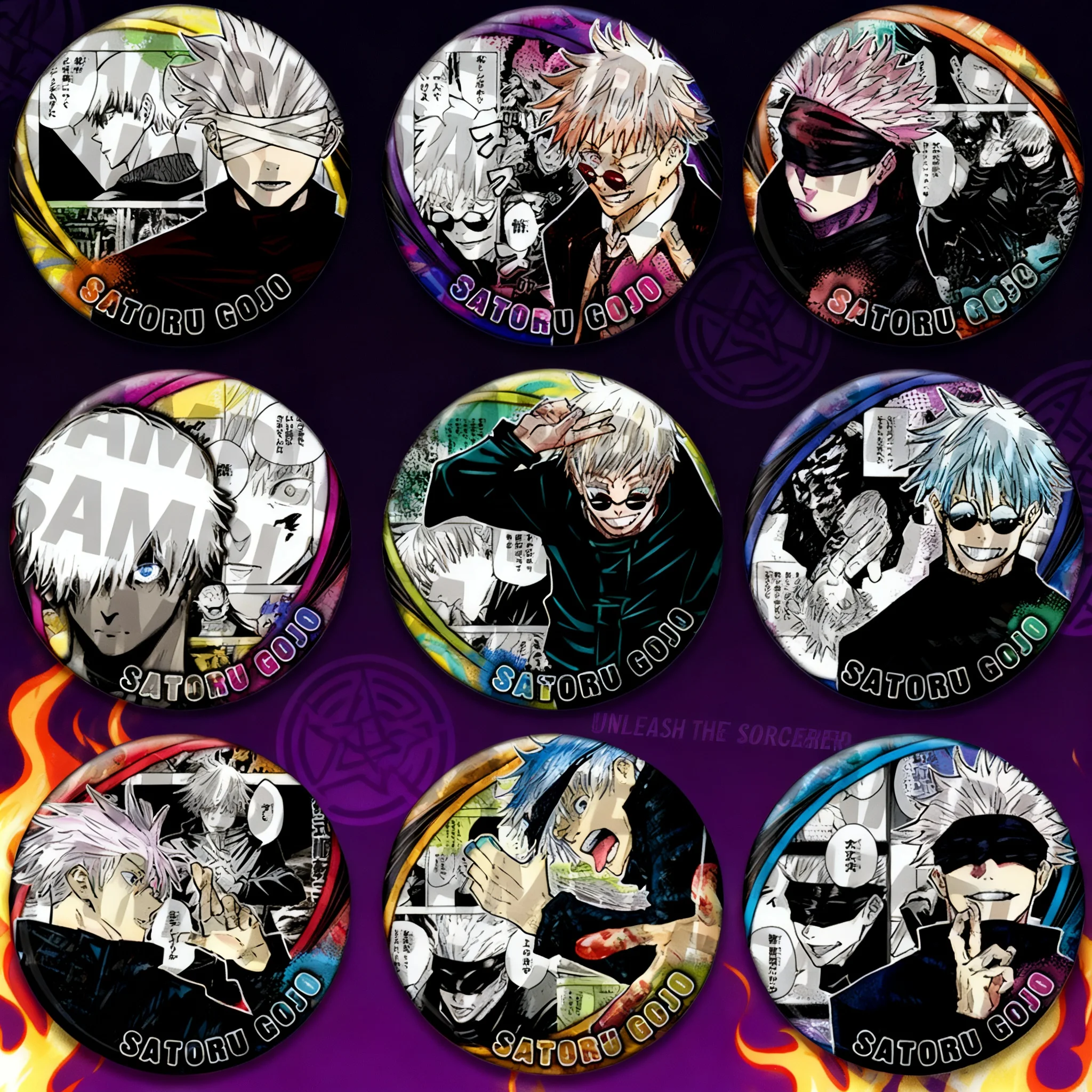 

Аниме-мерч Jujutsu Kaisen: значки, брелоки, акриловые броши с персонажем Годжо Сатору, коллекционные товары, милые аниме-аксессуары