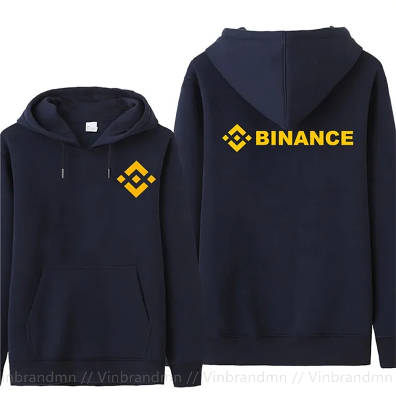 Men's Binance Exchange Coin Crypto Casual Zipper Hoodies Sweatshirts Hooded Pocket Jacket Mens Sport Outwear Binance Logo Hoodie