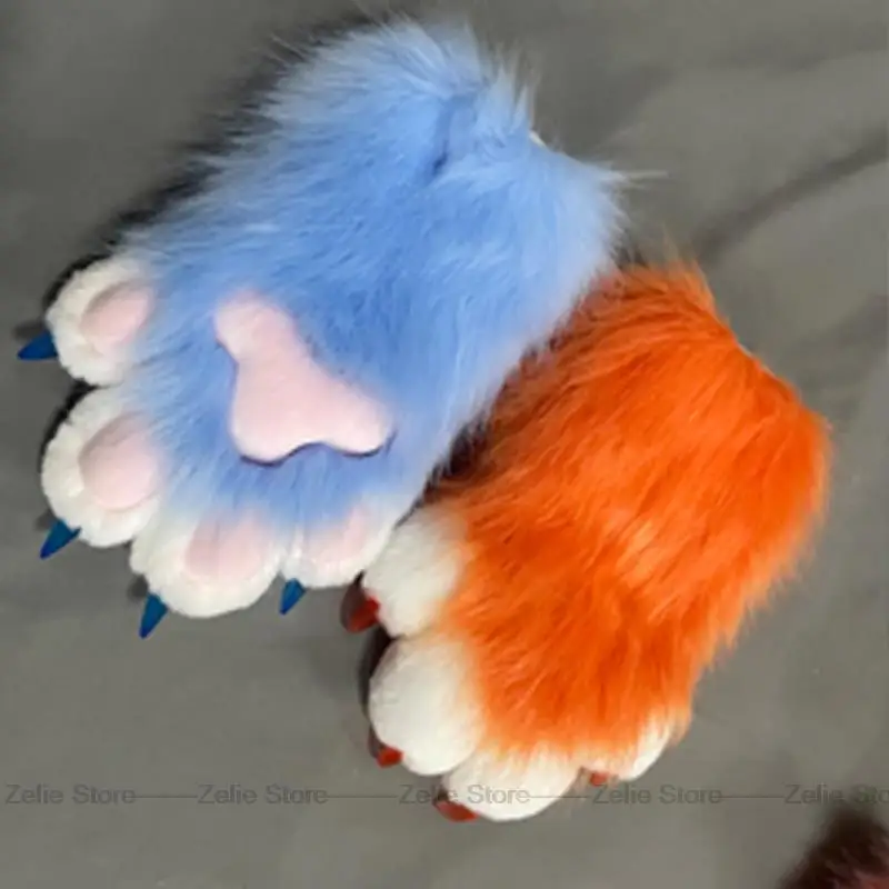 Simpatico costume cosplay in peluche Colore peloso Guanti per zampa di animale Guanti per ragazza di gatto Zampa di gatto Simpatico peluche Fursuit Prodotto finito