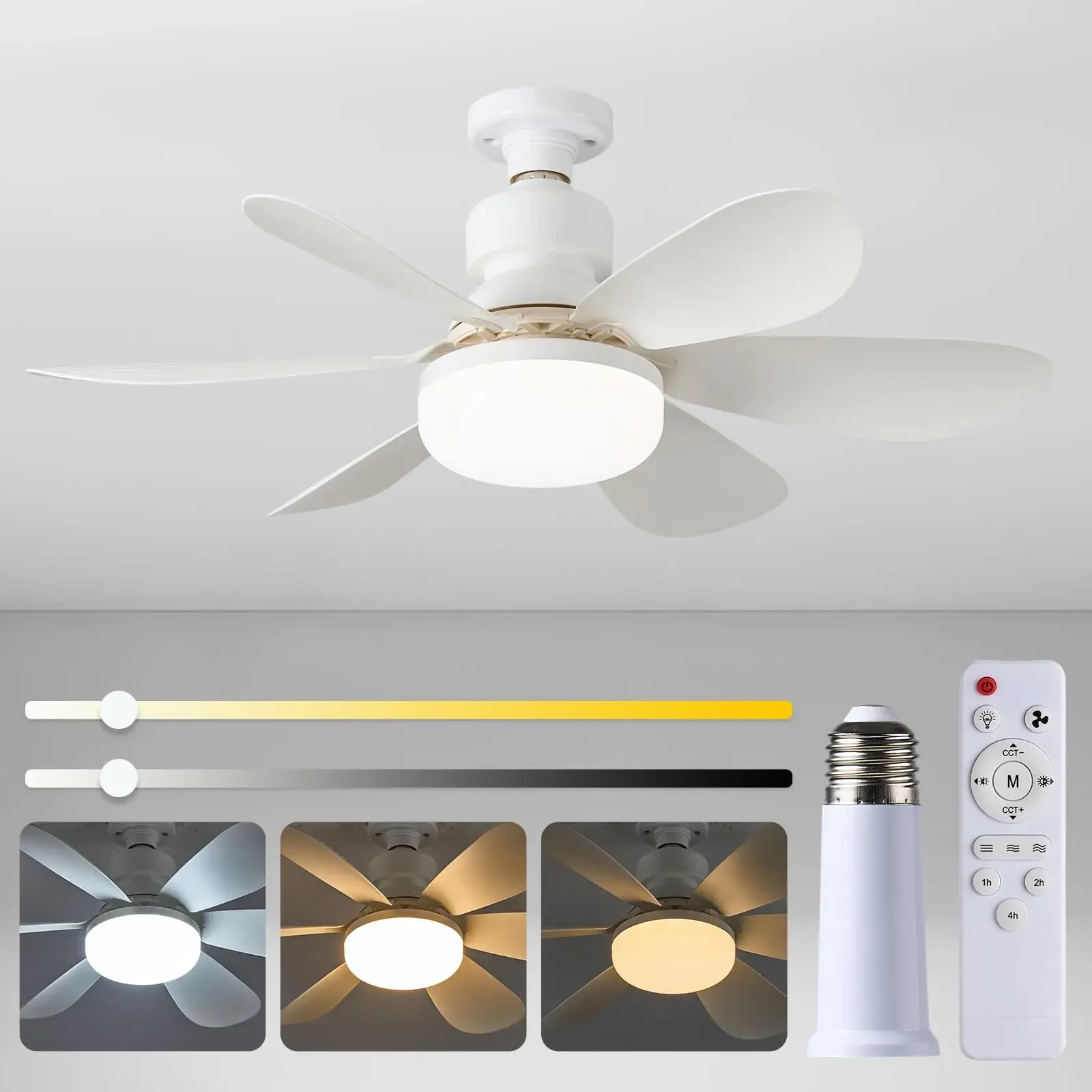 

40W Ceiling Fan with Lights and Remote Silence Fan Lights for Bedroom, Living Room, Laundry, Garage- White Fans portable Usb fan