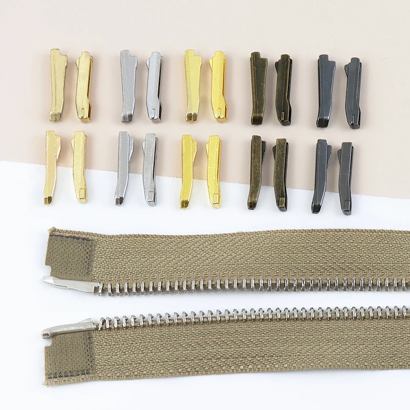 

20-50Sets 3# 5# 8# 10# Two-way Zippers Plug for Sewing Double Slider Zipper Repair Kits Non-Slip Zip Stopper Metal Zips End Clip