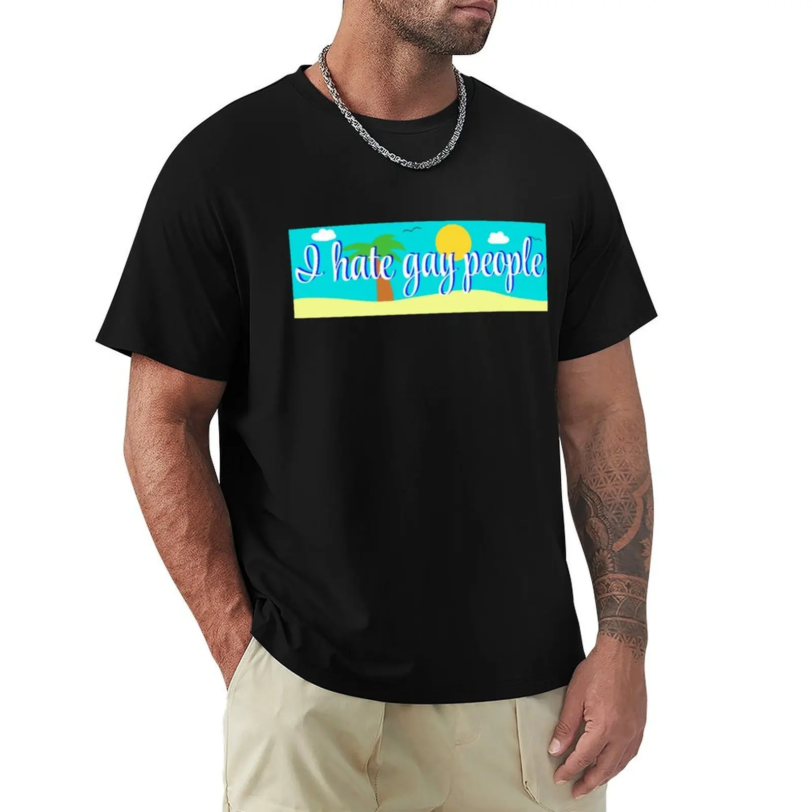 I hate gay people bumper sticker T-Shirt t shirt custom print T-Shirt