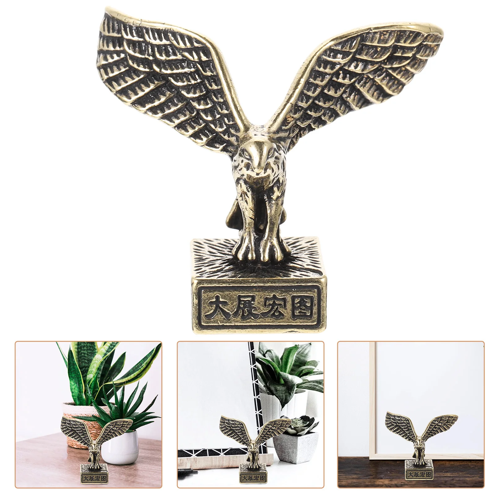 

Brass Eagle Statue Miniature Sculpture Desktop Art Ornament Retro Home Decor Brass Eagle Figurine Desktop Ornament