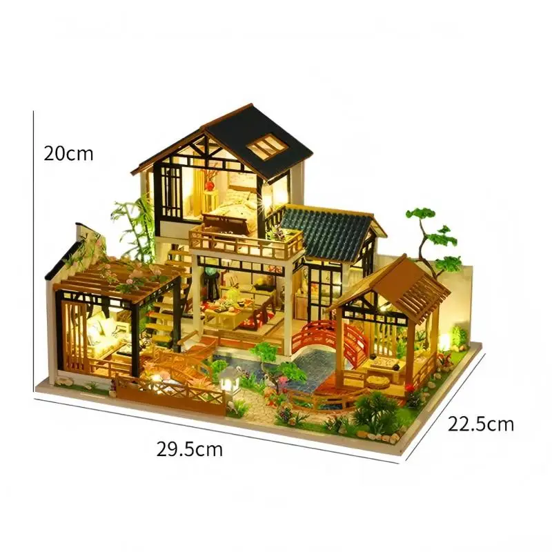 مجموعات بيت الدمى DIY للبالغين منزل خشبي مصغر كبير مع أثاث مصنوع يدويًا لتجميع النماذج كهدية لديكور المنزل #6