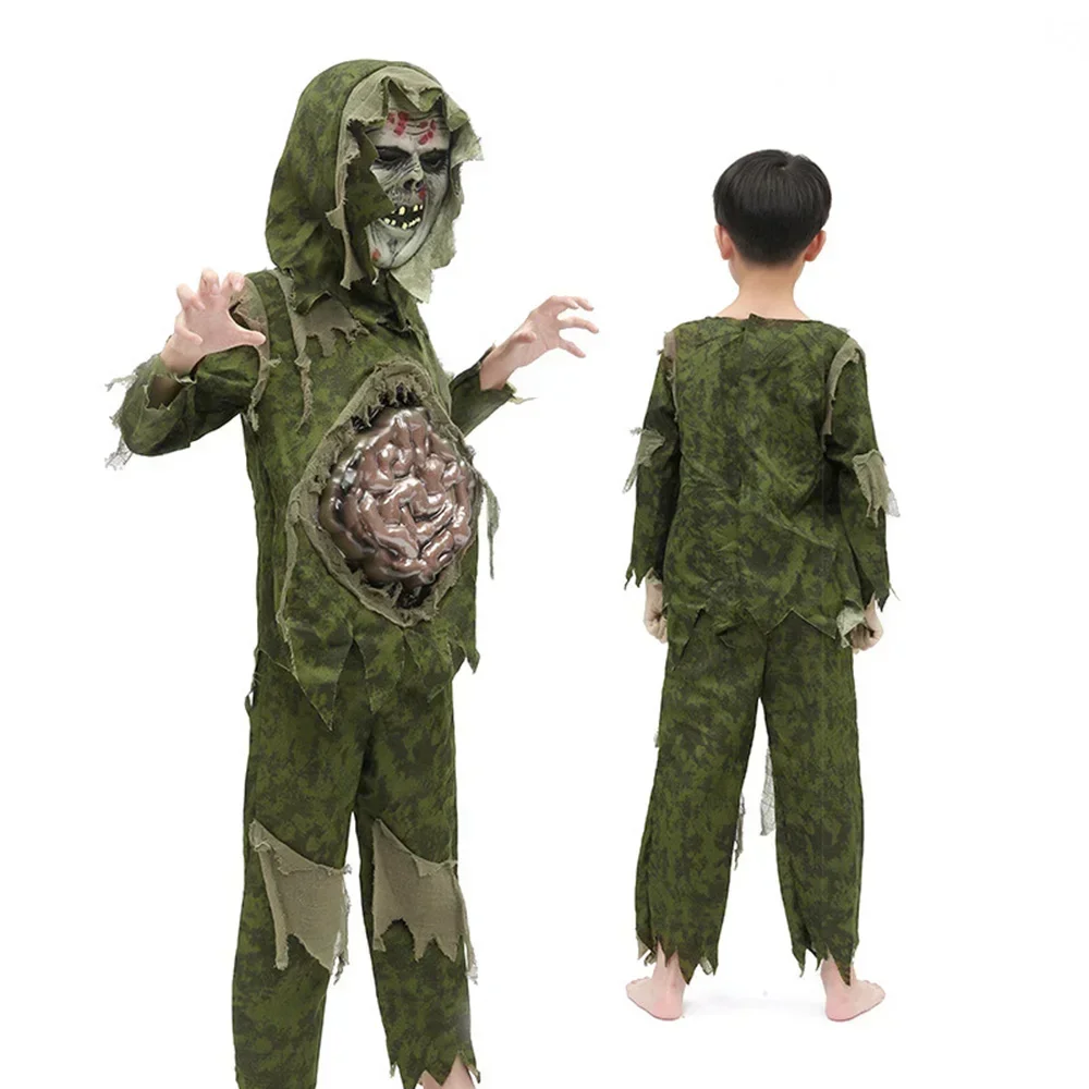 Carnaval Griezelige Darmen Zombie Schedel Kostuums Cosplay Grove Masker Skelet Camouflage Kleding Moeras Monster Party