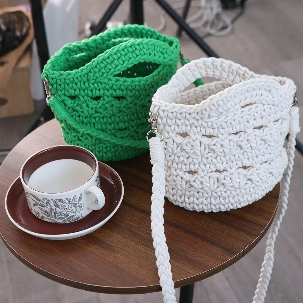 

Fashion Summer Weaving Beach Bag Solid Color Knitting Crochet Shoulder Bag Korean Style Vacation Women's Handbags Ladies/Girls