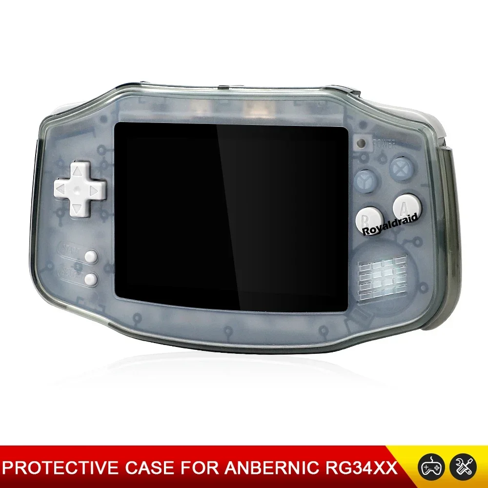 TPU Half Transparent Soft Shell Case Protective Cover For ANBERNIC RG34XX Handheld Game Console Anti-Scratch Storage Box
