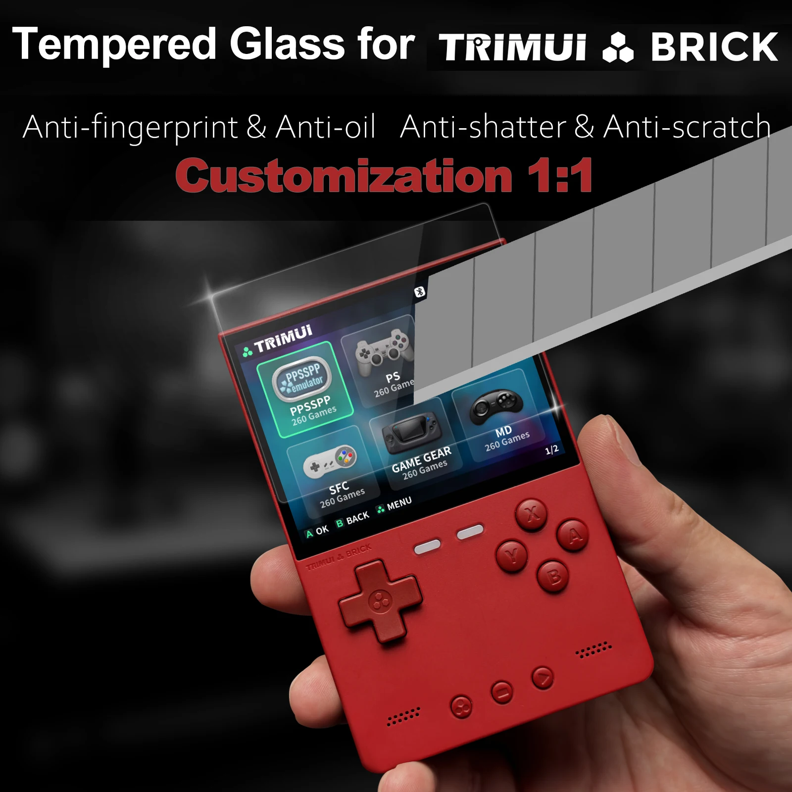 1:1 Customization Trimui Brick Tempered Glass 2-3PCS HD Screen Cover for Trimui Screen Protector Films Game Accessories