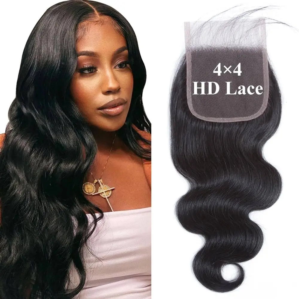

Натуральные волосы Remy 4x4 HD Lace Closure Body Wave, полноразмерные, для наращивания, HD Lace, натуральные волосы для наращивания